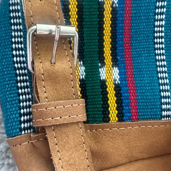 Handmade Guatemalan Canvas Drawstring Small Backpack - Picture 3 of 8